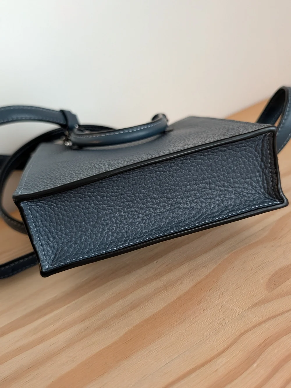 COACH Pebbled Leather Mini Tote Crossbody — Black